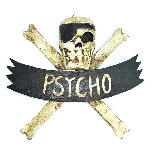 World Bazzar Hand Carved Wood Pirate Skull Cross Bone with Wrenches